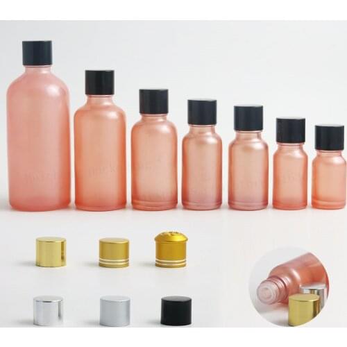 Travel Empty Paint Pink Cosmetic Essential Oil Bottle With Aluminium Cap 1/3oz 1oz 50ml 100ml 200pcs