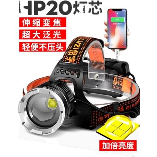The head-mounted headlight bright glare rechargeable flashlight led zoom long-range long life xenon lamp Fishing
