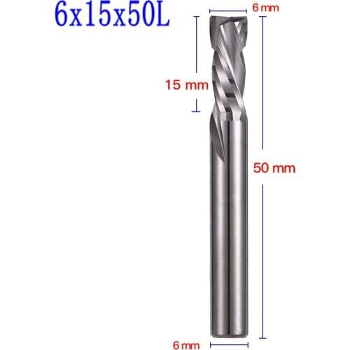 30pc 6X15X50L UP &DOWN Cut Two Flutes Spiral Carbide Mill Tool Cutters for CNC Router, Wood End Mill Cutter Bits