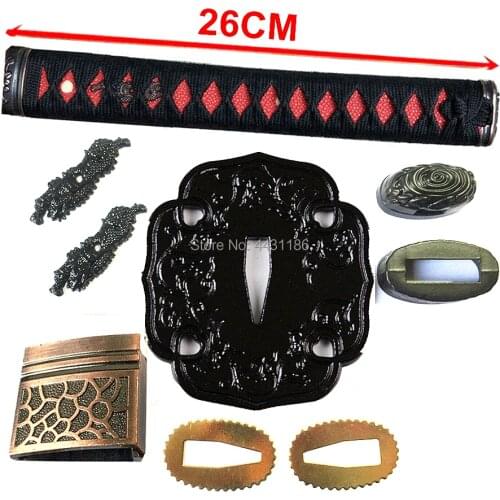 Nice Iron Sword Guard for Katana/Wakizashi/Tanto Accessory Set Tsuba+Menuki+Fuchi+Kashira+Handle+Habaki+Seppa DIY Fittings