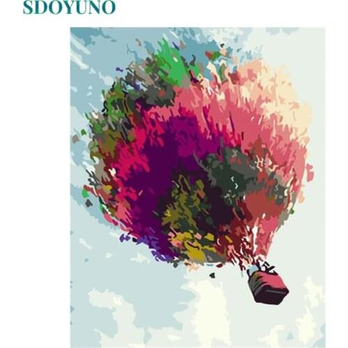 SDOYUNO 60x75cm Paint By Numbers Scenery DIY Painting By Numbers On Canvas Frameless Hot Air Balloon Hand Painting Decoration