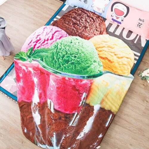 Ice Cream 3D Cat Dog Animal Summer Quilt Cover Air-conditioning Quilts Cover Children Adult Single Cartoon Washable Bed Home Use