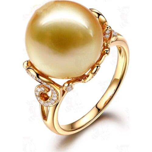 Hot Fashion Jewelry Size 6/7/8/9 Womens Yellow Gold Color Pearl Rings Wedding Party Gift R010