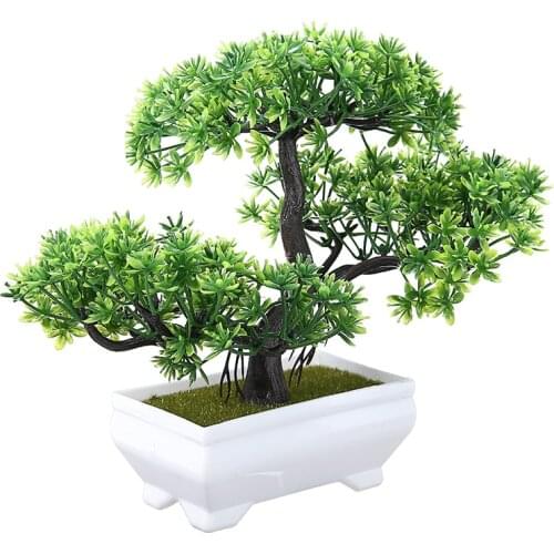 Mayitr Artificial Plant Potted Bonsai 18cm Square Pot Bonsai Tree Plant For Wedding Office Home Decoration