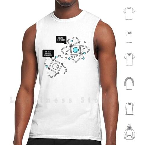 Negative Atom tank tops vest 100% Cotton Geek Geeky Boots Bootsboots Atom Electrons Ions Science Chemistry Dork Dorky Nerd