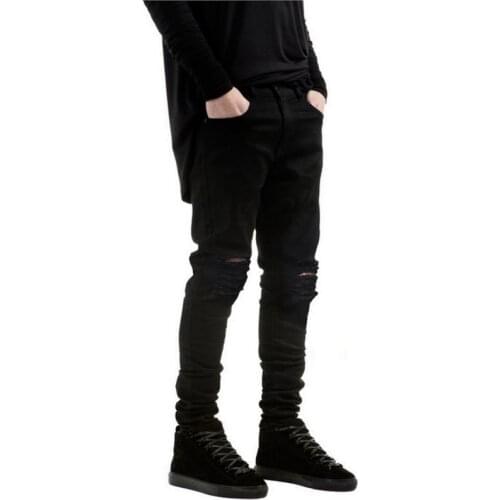 2021 Hot New Brand Black Ripped Jeans Spring Autumn Men With Holes Denim Designer Slim Fit Jean Pants HigH Quality Biker Jeans