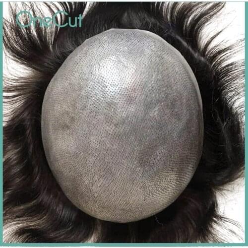 Thin Skin Pu Base Men Toupee V-loop Comfy Male Wigs Invisible Natural Hairline Real Human Remy Hair Replacement System Unit
