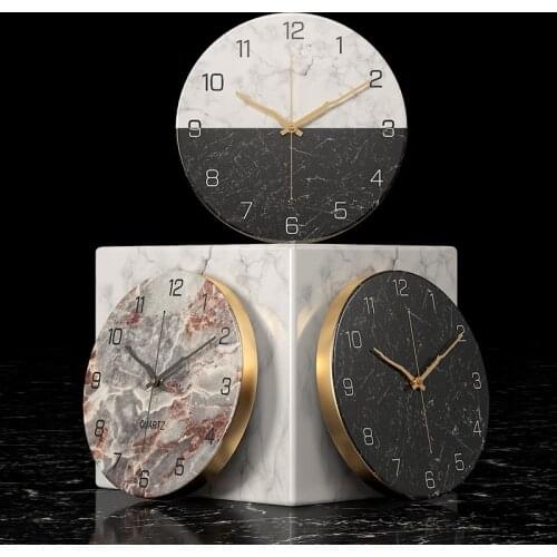 European Style Imitation Marble Wall Clock Modern Design Simple Wall Clocks Living Room Home Decor Mute Clock For Kitchens
