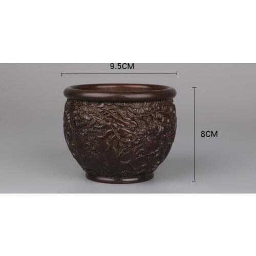 New pure copper antique double dragon cylinder cornucopia office feng shui ashtray incense burner ornaments