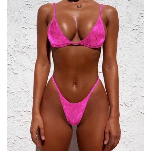 New ladies split special bright rose red swimsuit sexy bikini push-ups beachwear bikinis