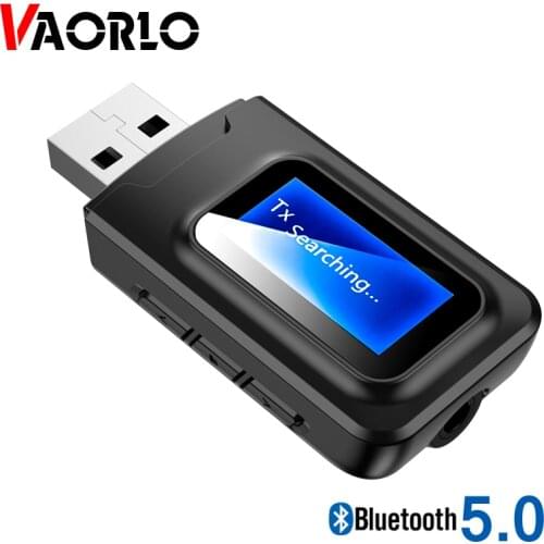 VAORLO USB 5.0 Dongle Transmitter Bluetooth Receiver For Headphone LCD Display Wireless Low Latency Adapter Stereo Music Adaptor
