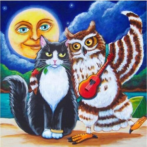 Landscape diamond oil painting cartoon cat embroidery mosaic stickers diamond dotz rhinestone picture puzzle drawing wall decor