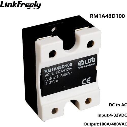 RM1A48D100 5pcs 2SCR Solid State Relay DC AC 100A,Output:42-530VAC Input:5V 12V 24V DC SSR Relay Controller,Relay Switch Board