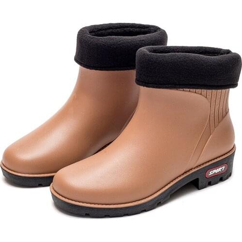 Stylish Winter Warm Women Rain Boots Casual Waterproof Rainboots PVC Non-slip Girl Rainshoes Rubber Wear-resistant Fashion Boots