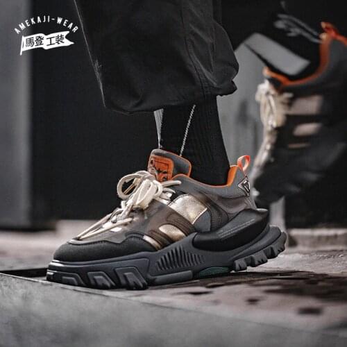 Maden Vintage Men Sneaker Shoes Thick Bottom Matching Casual Daddy Shoes Vulcanize Round Toe Leisure Sneakers Wipe Dirty Chunky