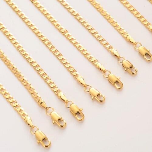 1pc 60*4mm gold filled Mens Italy Carved Flat Figaro Hip Hop Gold jewelry Necklace Bracelet Chain Necklace men Jewelry gift