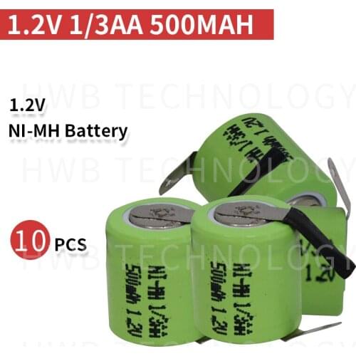 10 PCS/lot KX Original New 1.2V 1/3AA 500mAh Ni-Mh 1/3 AA Ni-Mh Rechargeable Battery With Pins Free Shipping