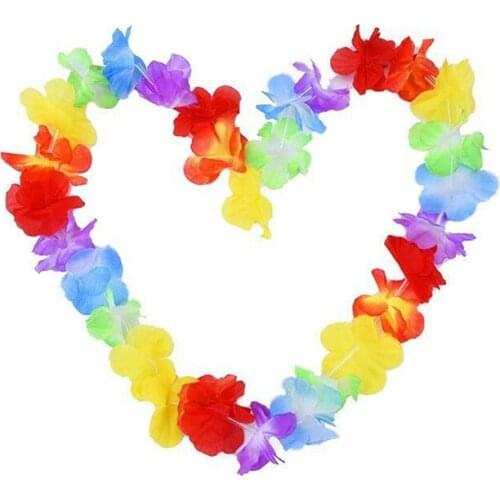 10Pcs Multicolour Summer Beach Wreaths Hawaiian Flower Leis Garland Artifical Floral Necklace Flowers DIY Party Supplies