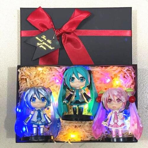 10CM Gift Box Anime Hatsune Miku Pink Cherry Blossom Ghost Future Q Version Doll PVC Movable Doll Girl Model Toy Gift