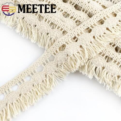 10yards 3.5cm Meetee Cotton Fringe Tassel Lace Trim Ribbon for Hometexile Clothes Curtain Decor DIY Sewing Accessories AP2113