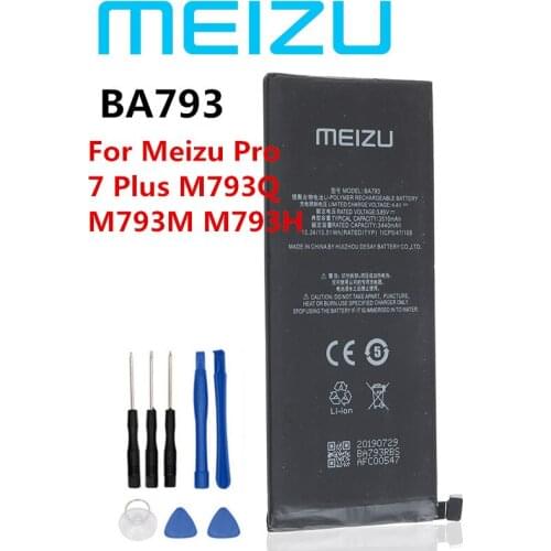 Meizu 100% Original BA793 Battery For Meizu Pro 7 Plus M793Q M793M M793H Mobile Phone In Stock 3510mAh With Tracking Number