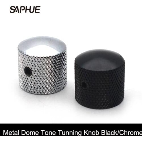 20pcs Metal Dome Tone Tunning Knob with Hexagon Screws Lock Volume Control Buttons for Electric Guitar Bass Black/Chrome