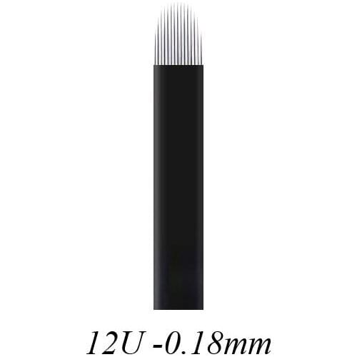 500 Lamina Para Tebori Microblading U Flex 0,18mm Nano Black 12/14/16/18/21U Shape For Permanent Makeup Manual Toberi Pen