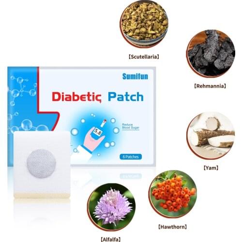 6 PCS Diabetes Patches Blood Sugar Diabetic Plaster Medical Plaster Chinese Herbal Plaster Lower Blood Glucose Treatment Patches