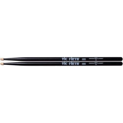 Vic Firth 5A American Classic Black 5A Wood Tip Drumsticks, with a distinctive black finish
