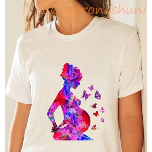 White graphic tees tops Watercolor tshirts gothic kawaii Pregnant tshirt women t shirt korean vintage clothes 2020 dropshipping