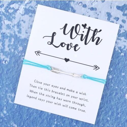 Arrow Knot Friendship Bracelet Bohemian Wish Bracelet Red String of Faith As A Little Gift for Women Men Wish Card Jewelry Gift