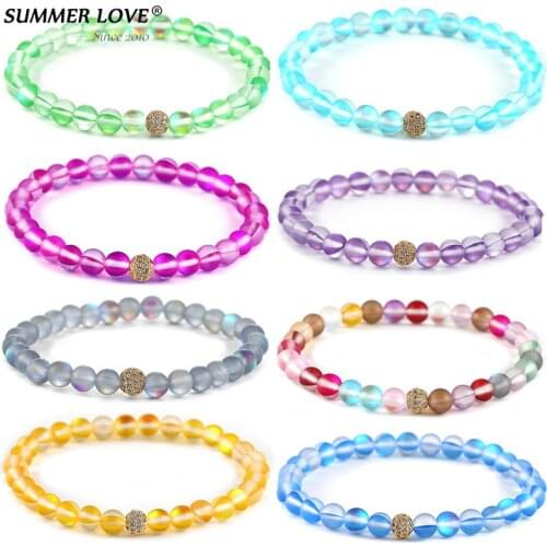 Jewelry 6cm Beaded Bracelets for Women Elastic Rope Colorful Natural Transparent Flash Stone Zircon Beads Bracelet femme Gifts