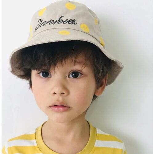 Outdoor Sun Protection Summer Bucket Hats For Kids Letter Embroidery Bob Hat Streetwear Fisherman Hat