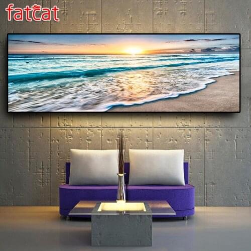 FATCAT Sunset natural scenery large 5D Diy Diamond Painting Full Square Round Rhinestone Embroidery sale Needlework Decor AE2364