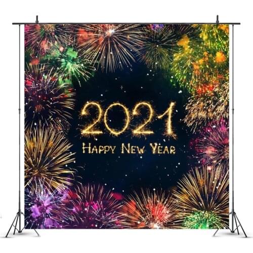 Happy New Year Backdrop 2021 Grandiose Fireworks Party Background For Photography Celebrate Banner Photo Booth Shoot Studio Prop