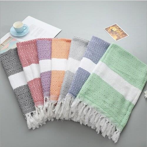 New Striped Cotton Turkish Sports Bath Towel with Tassels Travel Gym Camping Bath Sauna Beach Gym Pool Blanket Absorbent
