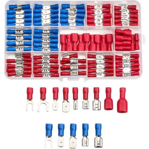Insulated Cold-Terminals Assorted Kit 100pcs Fork U-type Terminals Connectors Electrical Wire Cable Spade Ring Crimp Connector