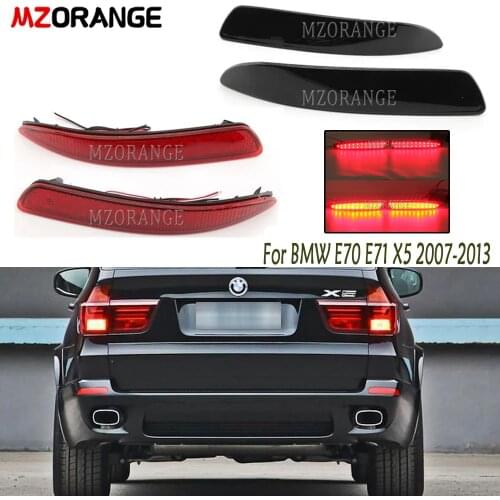 2 Pcs Red/Black LED Rear Bumper Reflector Light For BMW E70 E71 X5 2007-2013 Rear Tail Warning Stop Turn singal Light Fog Lamp