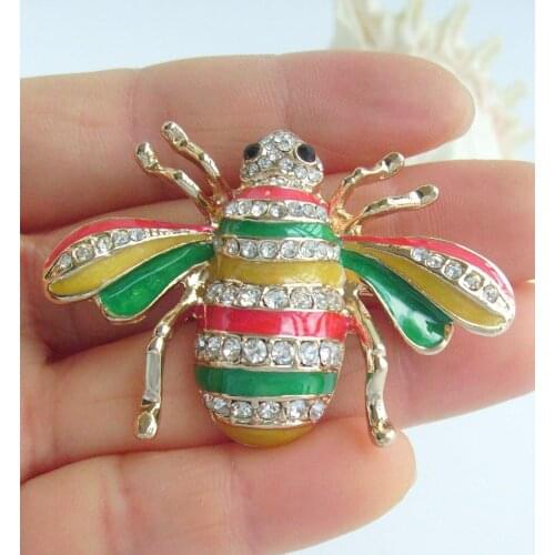 Lovely Bee Honeybee Brooch Pin Pendant Clear Rhinestone crystals JC0110C2