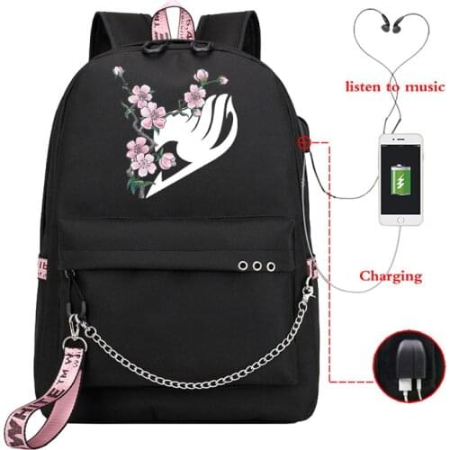 FAIRY TAIL Fashion Backpack Anime Student Schoolbag Men Women Black Women for Teenage Girls School Mochila Rucksack FAIRY TAIL