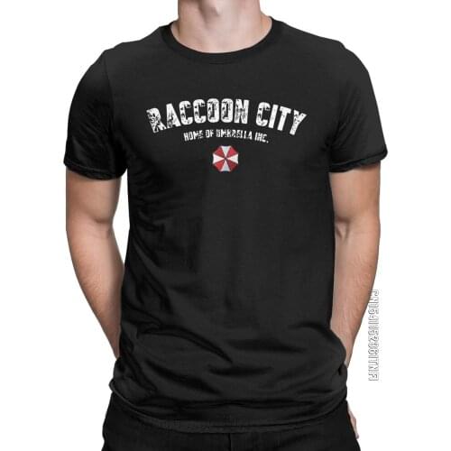 Mens Raccoon City Home Of Umbrella T Shirt 100% Cotton Clothing Awesome Classic Short Sleeve Crewneck Tees Plus Size T-Shirt