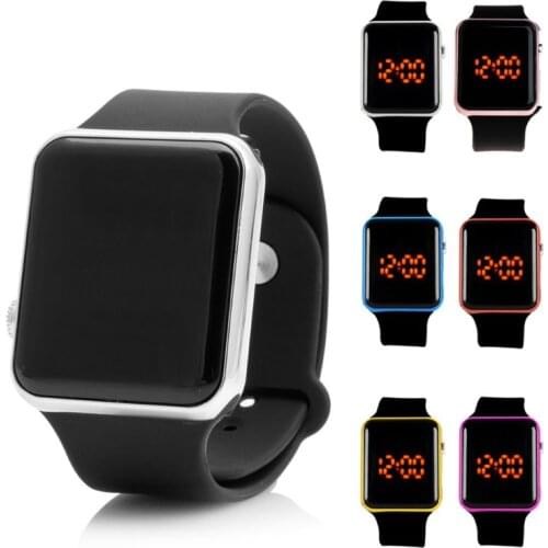 Men Womens Silicone LED Sport Watch Digital Bracelet Wrist Watches Black