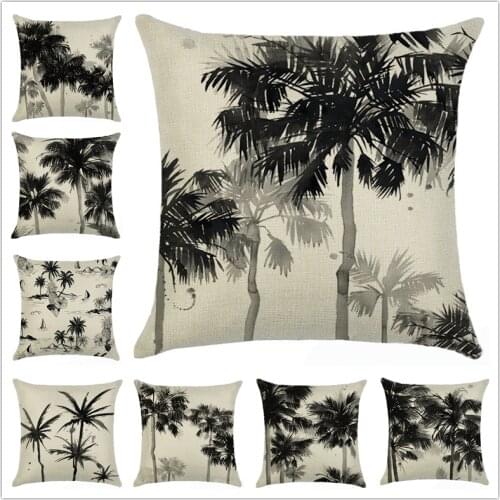 Chinese Ink Painting Pillowcase 45x45cm Decorative Ins Minimalist Linen Sofa Car Chair Throw Pillows Ethnic Cushion Covers