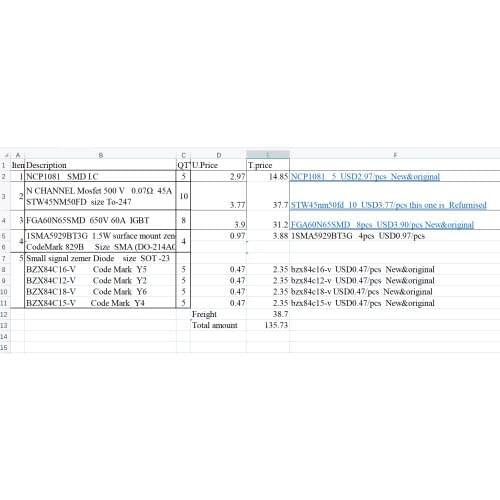 NCP1081 STW45nm50fd FGA60N65SMD 1SMA5929BT3G BZX84C16-V BZX84C12-V 18-V 15-V