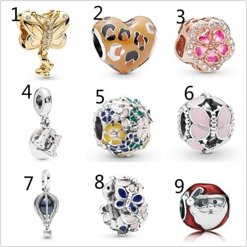 2019 new original Shine Decorative Butterfly flower Bead fit fashion Bracelet charms silver trinkets diy jewelry for women