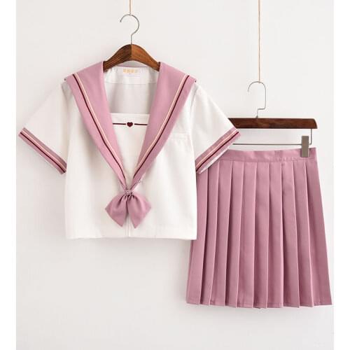 Japanese School Uniform For Girls Sailor Tops+Tie+Skirt Navy Style Students Clothes For Girl Plus size Lala Cheerleader clothing