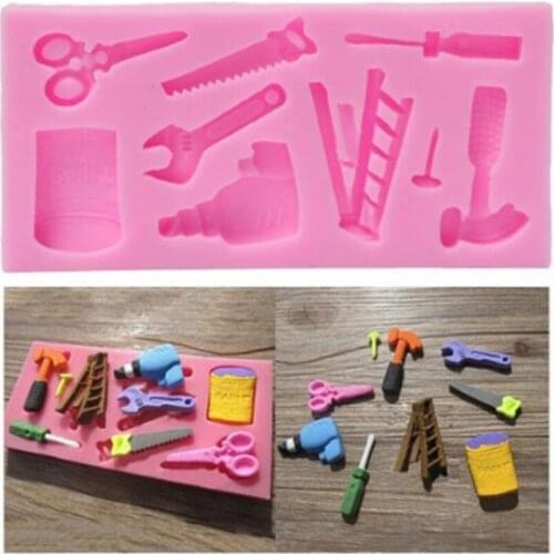 New Household Tools Hammer Screwdriver Saw Wrench Shape Silicone Cake Decorating Mold Chocolate Fondant Candy Baking DIY Tools