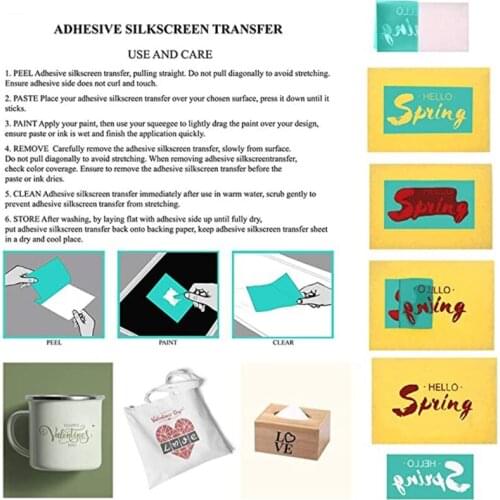 Feather Flowers Self-Adhesive Silk Screen Printing Stencil Reusable Sign Mesh Transfers for DIY Pillow T-Shirts Home Decor