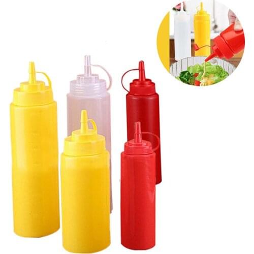 Plastic Kitchen Squeeze Bottle Condiment Dispenser For Sauce Vinegar Oil Ketchup Cruet Storage Organizer