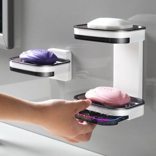 Portable Soap Dishes Convertible Soap Holder For A Bathroom Plastic Wall Mount Storage Box Organizer Bathroom Accessories
